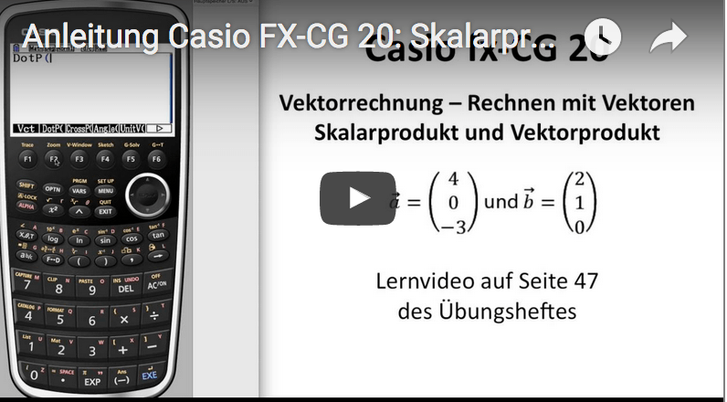 Casio FX CG20 Bedienungsanleitung Skalarprodukt Vektorprodukt