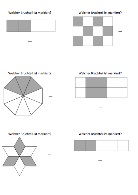 Bruchrechnung Arbeitsblätter Bruchteile erkennen