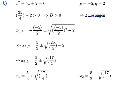 p-q-Formel Lösung einer quadratischen Gleichung