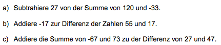 Textaufgaben zum Rechnen mit negativen Zahlen