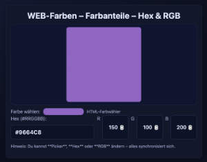 Webfarben einfach erklärt und mit APP zum Ausprobieren