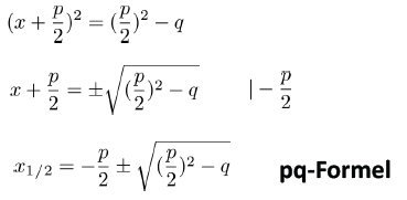 Der Weg der Herleitung zur PQ-Formel
