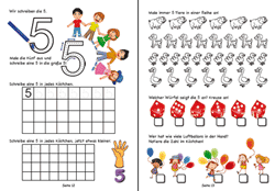 Wir lernen die Zahl 5 zu schreiben