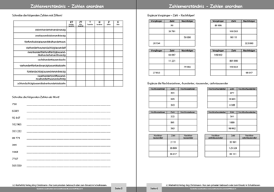 Zahlen verstehen - Matheaufgaben Klasse 4