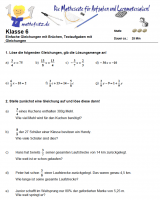 Arbeitsblatt 1 Bruchrechnung