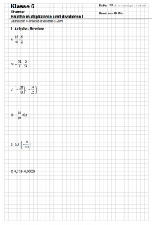 Klassenarbeit Bruchrechnung zum Ausdrucken 