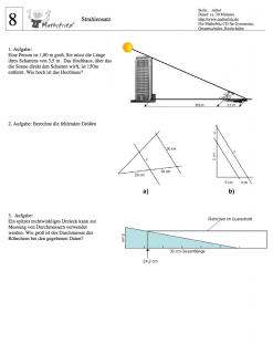 Arbeitsblatt Strahlensatz und Ähnlichkeit von Dreiecken