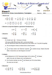 Arbeitsblätter Bruchrechnung in Klasse 5