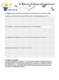 Klassenarbeiten Grundrechenarten