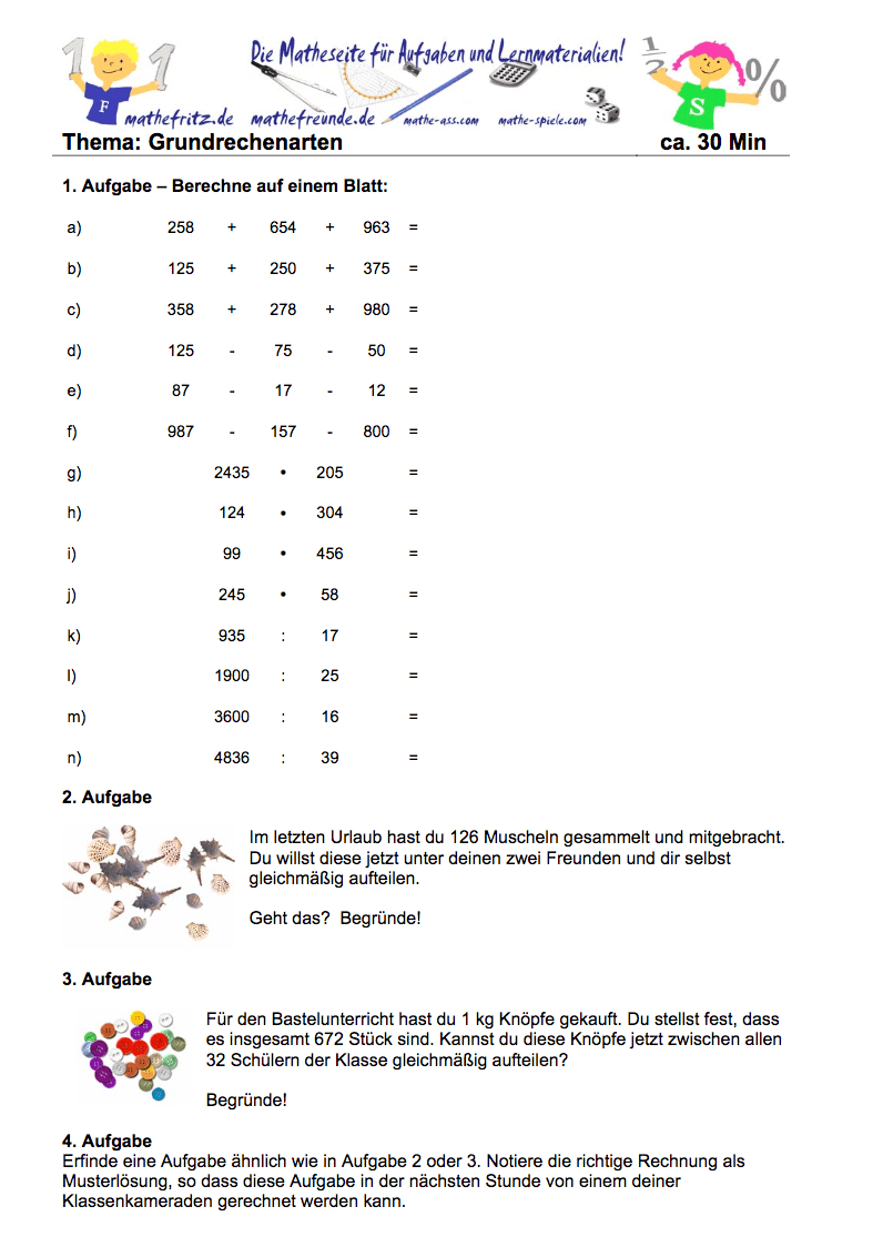 Arbeitsblatter Multiplikation Division Klasse 5 Zum Ausdrucken Mathefritz Aktuelles lernmaterial für das ganze schuljahr. multiplikation division klasse 5