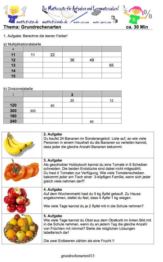 Arbeitsblatter Multiplikation Division Klasse 5 Zum Ausdrucken Mathefritz