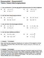 Lineare Gleichungssysteme Klassenarbeit zum Ausdrucken