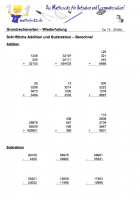 Arbeitsblätter schriftlich addieren und subtrahieren