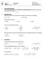 Klassenarbeit Wurzeln berechnen