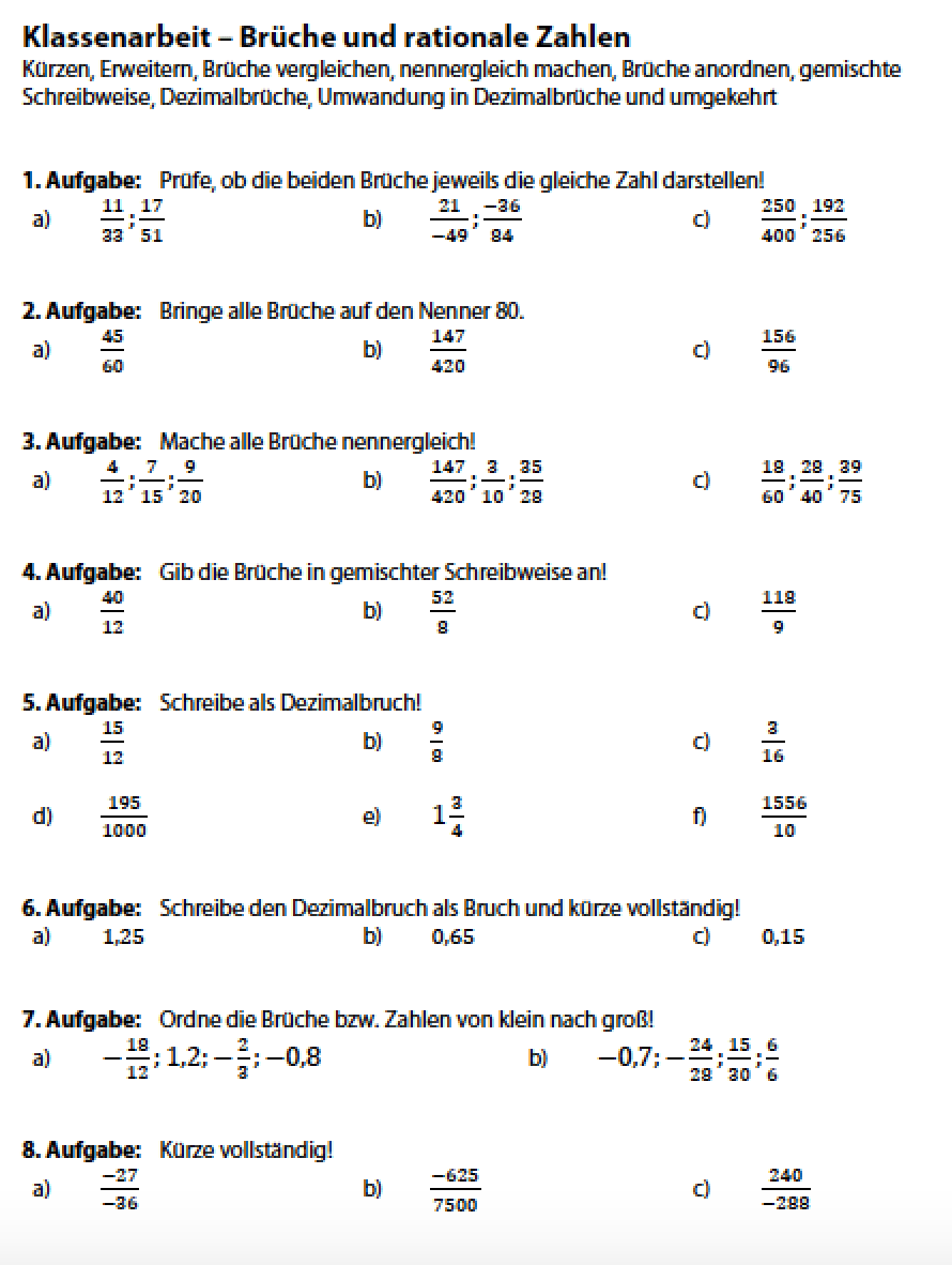 rationale zahlen klasse 7 übungen lösungen 4