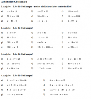 Einfache Terme und Gleichungen in Klasse 5 üben