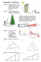 Matheaufgabenblatt Ähnliche Dreiecke und Strahlensatz