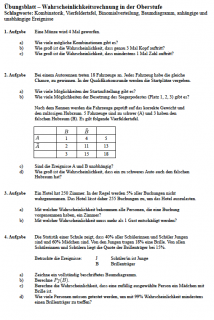 Arbeitsblatt Wahrscheinlichkeitsrechnung in der Oberstufe