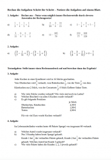 Arbeitsblatt Brüche addieren