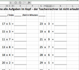 Excel Vorlage zum Erstellen von Kopfrechenaufgaben Arbeitsblättern