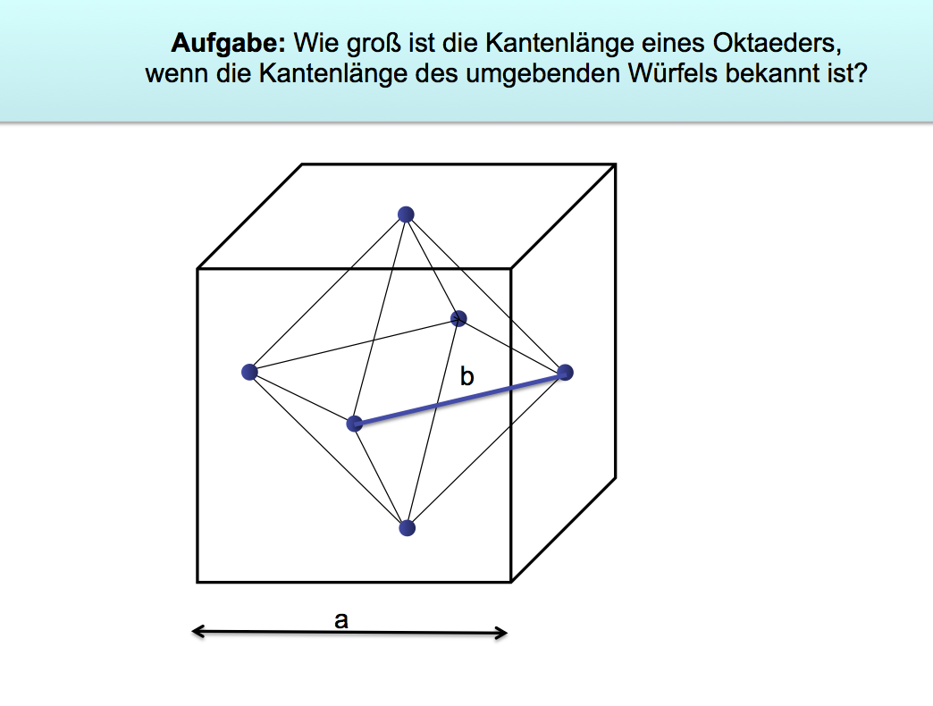 Pythagoras Aufgabe zum Oktaeder - Powerpoint Folie