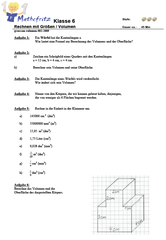 Matheaufgaben Arbeitsblatt Klasse 6