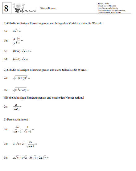 Wie Bestimmt Man Die Definitionsmenge Eines Wurzelterms Arbeitsblätter Wurzeln vereinfachen und berechnen